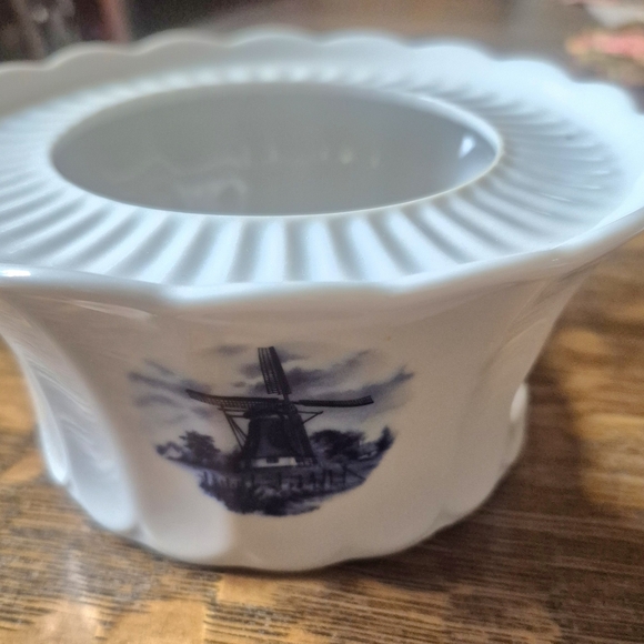 Antique Delft blue porcelain warmer with Windmill & flower - Picture 4 of 8